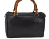 Authentic GUCCI Vintage Bamboo 2Way Shoulder Hand Bag Purse Leather Black 1016J