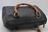 Authentic GUCCI Vintage Bamboo 2Way Shoulder Hand Bag Purse Leather Black 1016J