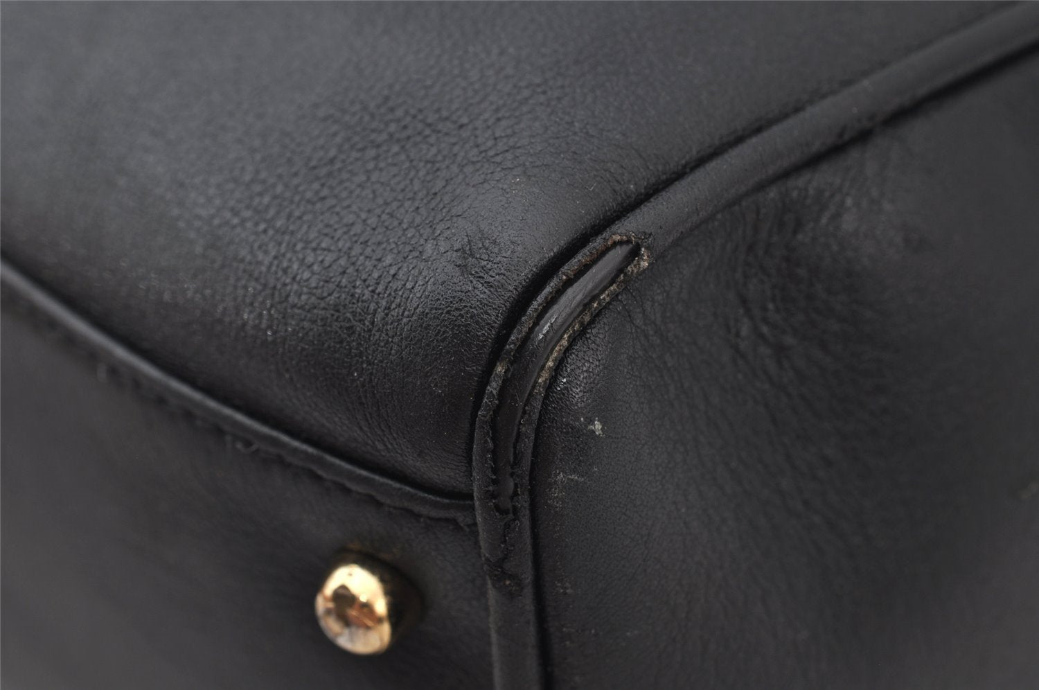 Authentic GUCCI Vintage Bamboo 2Way Shoulder Hand Bag Purse Leather Black 1016J