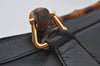 Authentic GUCCI Vintage Bamboo 2Way Shoulder Hand Bag Purse Leather Black 1016J