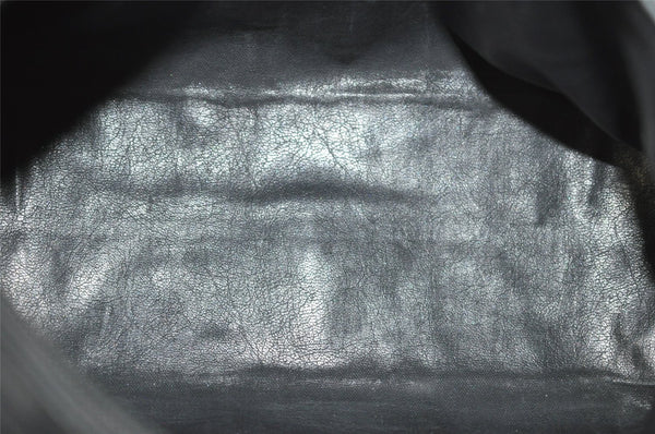 Authentic GUCCI Vintage Bamboo 2Way Shoulder Hand Bag Purse Leather Black 1016J