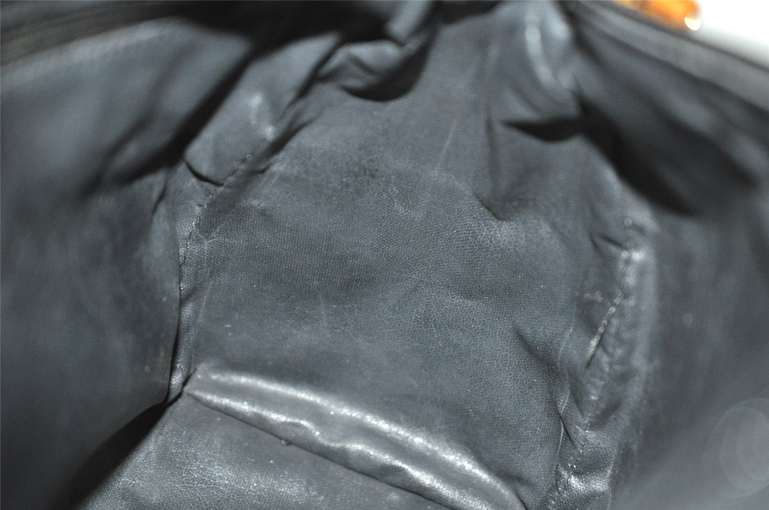 Authentic GUCCI Vintage Bamboo 2Way Shoulder Hand Bag Purse Leather Black 1016J