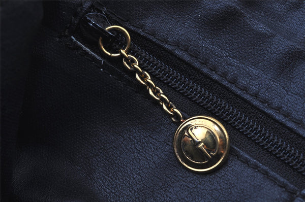 Authentic GUCCI Vintage Bamboo 2Way Shoulder Hand Bag Purse Leather Black 1016J