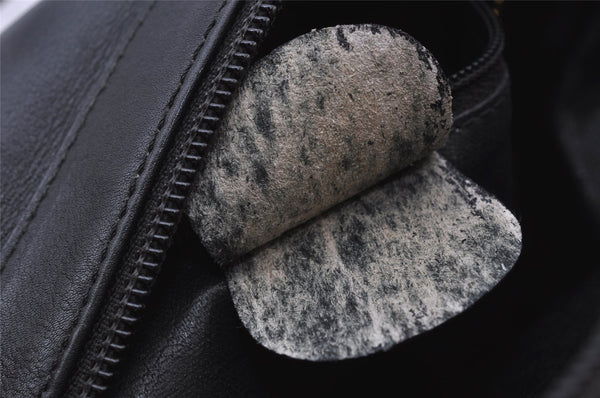 Authentic GUCCI Vintage Bamboo 2Way Shoulder Hand Bag Purse Leather Black 1016J