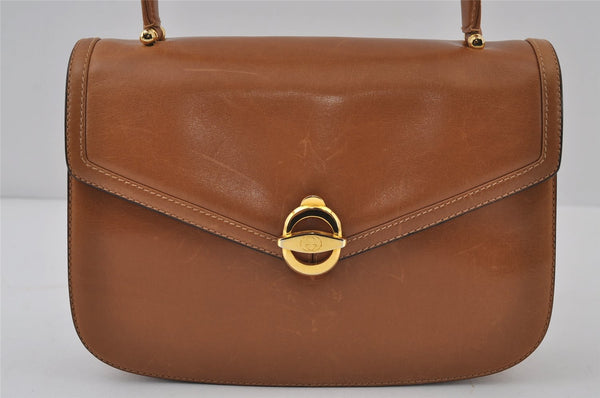 Authentic GUCCI Vintage Hand Bag Purse Leather Brown 1017J