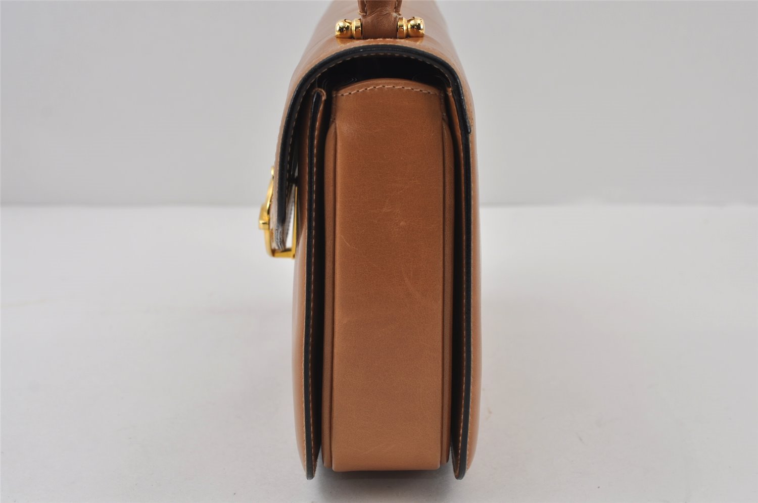 Authentic GUCCI Vintage Hand Bag Purse Leather Brown 1017J