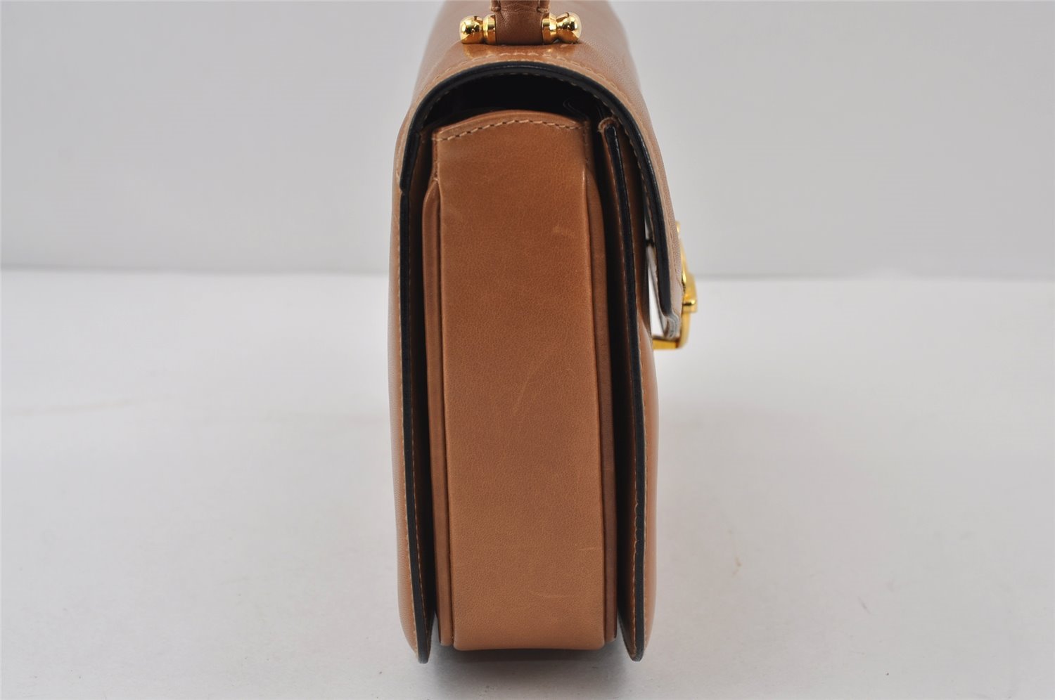 Authentic GUCCI Vintage Hand Bag Purse Leather Brown 1017J