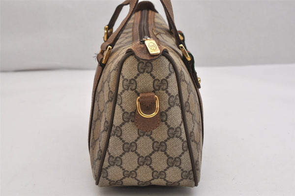 Authentic GUCCI Web Sherry Line 2Way Hand Bag GG PVC Leather Brown Junk 1020K