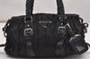 Authentic PRADA Tessuto Gaufre Nylon Leather 2Way Shoulder Hand Bag Black 1021J