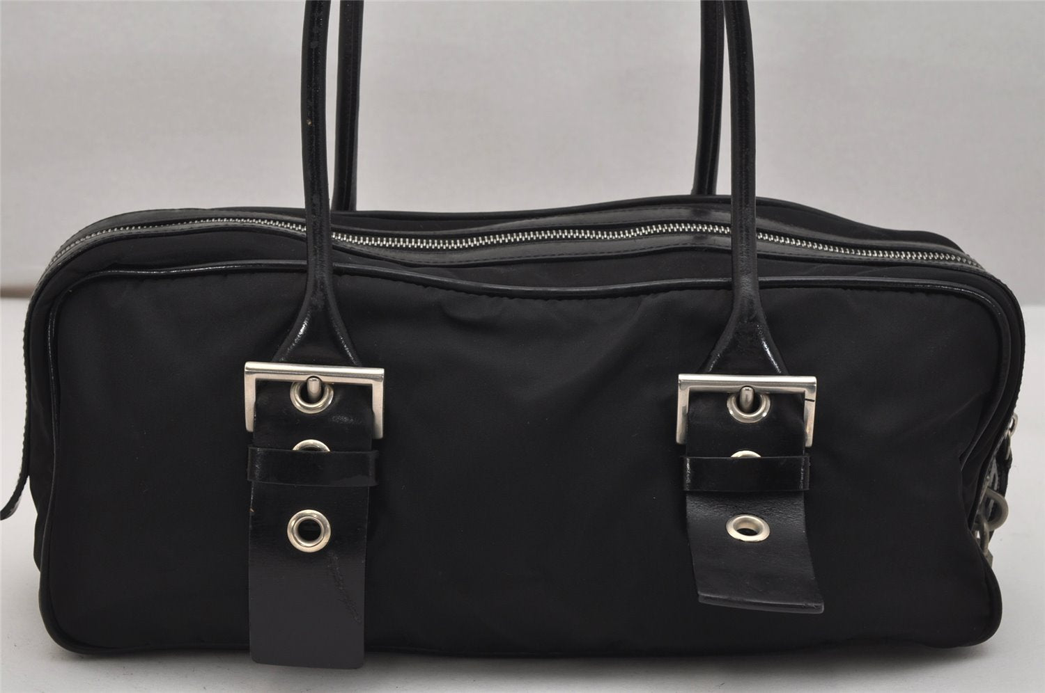 Authentic PRADA Vintage Nylon Leather Shoulder Hand Bag Black 1021K