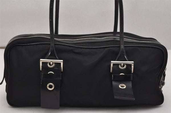 Authentic PRADA Vintage Nylon Leather Shoulder Hand Bag Black 1021K