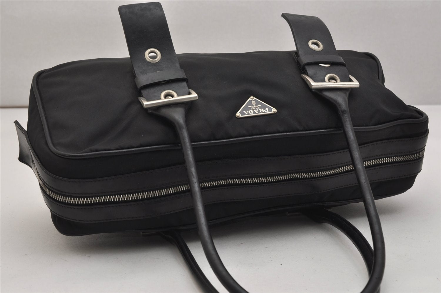 Authentic PRADA Vintage Nylon Leather Shoulder Hand Bag Black 1021K