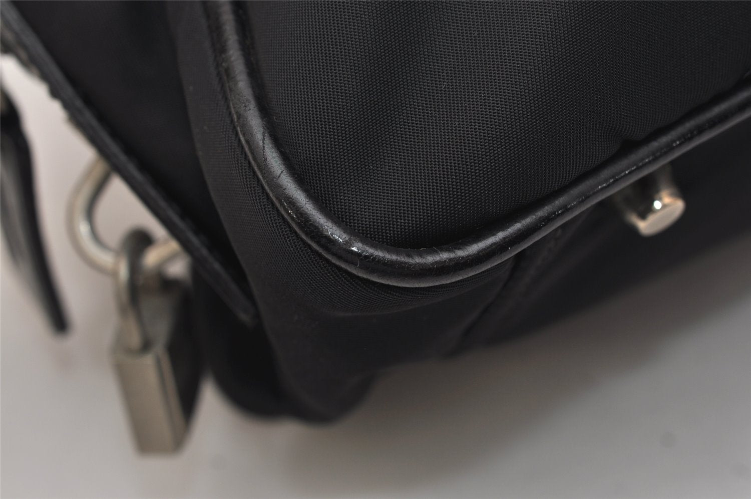 Authentic PRADA Vintage Nylon Leather Shoulder Hand Bag Black 1021K