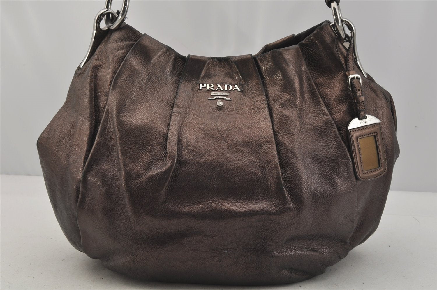 Authentic PRADA Vintage Leather Nappa Shoulder Hand Bag Brown 1023J