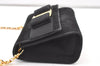 Authentic Salvatore Ferragamo Vara Ribbon Shoulder Bag Suede Leather Black 1023K