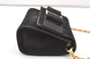 Authentic Salvatore Ferragamo Vara Ribbon Shoulder Bag Suede Leather Black 1023K