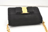 Authentic Salvatore Ferragamo Vara Ribbon Shoulder Bag Suede Leather Black 1023K