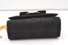 Authentic Salvatore Ferragamo Vara Ribbon Shoulder Bag Suede Leather Black 1023K