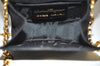 Authentic Salvatore Ferragamo Vara Ribbon Shoulder Bag Suede Leather Black 1023K