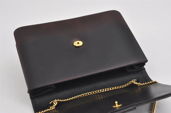 Authentic Christian Dior Chain Shoulder Cross Body Bag Purse Leather Black 1024I