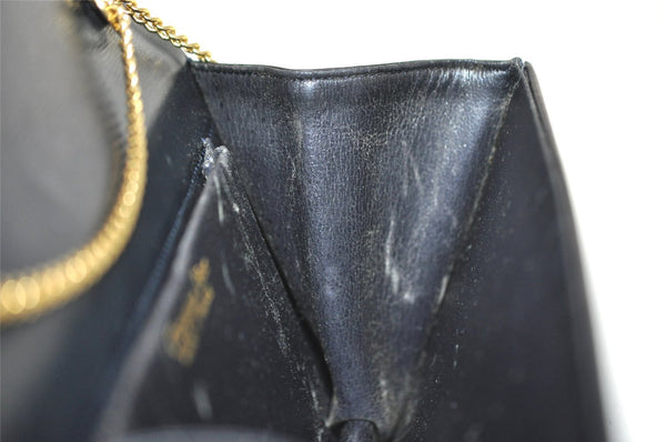 Authentic Christian Dior Chain Shoulder Cross Body Bag Purse Leather Black 1024I