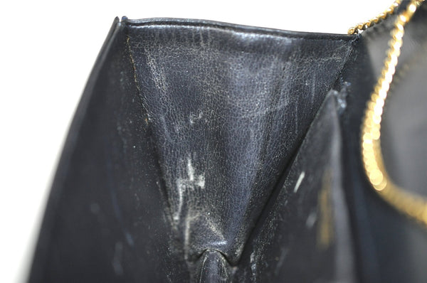 Authentic Christian Dior Chain Shoulder Cross Body Bag Purse Leather Black 1024I