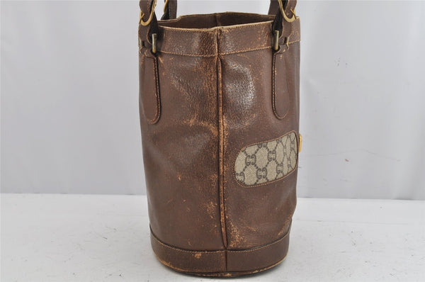 Authentic GUCCI GG Plus Shoulder Tote Bag Leather GG PVC Brown Junk 1024K