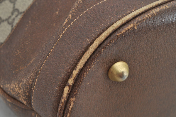 Authentic GUCCI GG Plus Shoulder Tote Bag Leather GG PVC Brown Junk 1024K