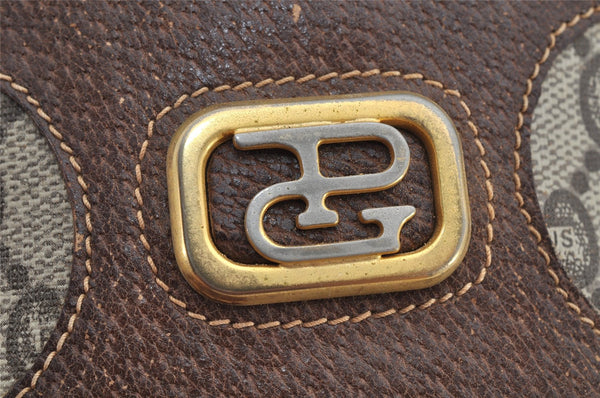 Authentic GUCCI GG Plus Shoulder Tote Bag Leather GG PVC Brown Junk 1024K
