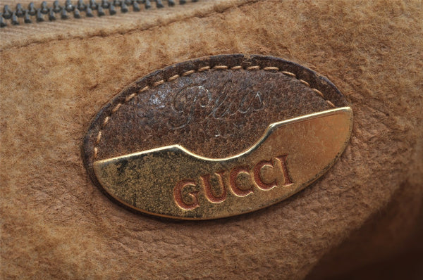 Authentic GUCCI GG Plus Shoulder Tote Bag Leather GG PVC Brown Junk 1024K