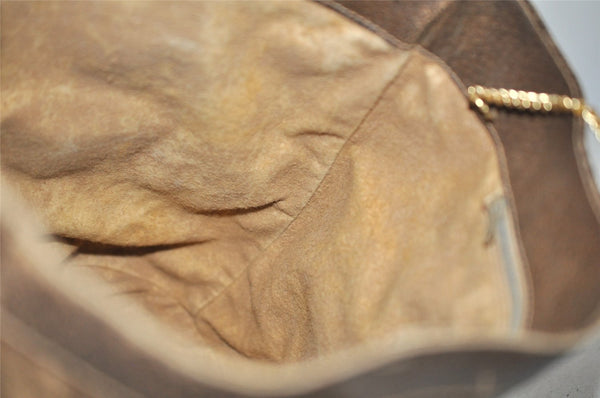 Authentic GUCCI GG Plus Shoulder Tote Bag Leather GG PVC Brown Junk 1024K