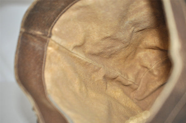 Authentic GUCCI GG Plus Shoulder Tote Bag Leather GG PVC Brown Junk 1024K