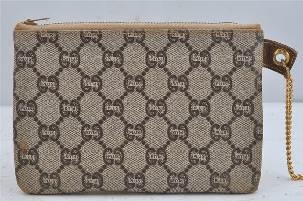 Authentic GUCCI GG Plus Shoulder Tote Bag Leather GG PVC Brown Junk 1024K