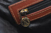 Authentic FENDI Pequin 2Way Hand Bag Purse PVC Leather Brown Black 1025I