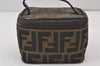 Authentic FENDI Zucca Hand Pouch Purse Canvas Leather Brown 1025K