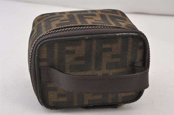 Authentic FENDI Zucca Hand Pouch Purse Canvas Leather Brown 1025K