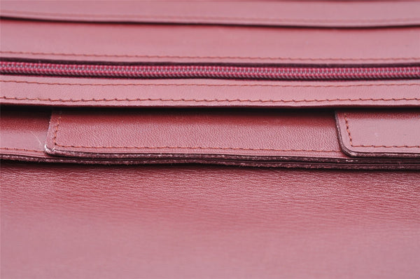 Authentic Cartier Must de Cartier Clutch Hand Bag Leather Bordeaux Red 1026I