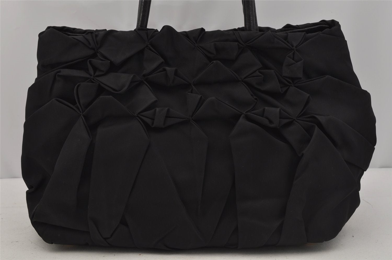 Authentic PRADA Vintage Nylon Tessuto Leather Tote Hand Bag Purse Black 1026J