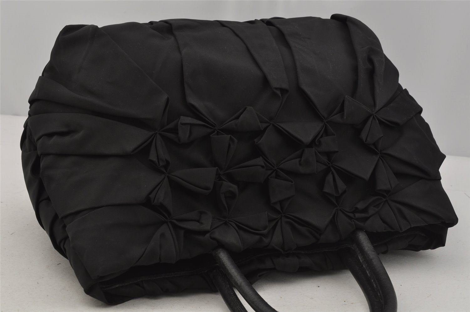Authentic PRADA Vintage Nylon Tessuto Leather Tote Hand Bag Purse Black 1026J