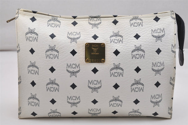 Authentic MCM Vintage Leather Clutch Hand Bag Purse White 1027K