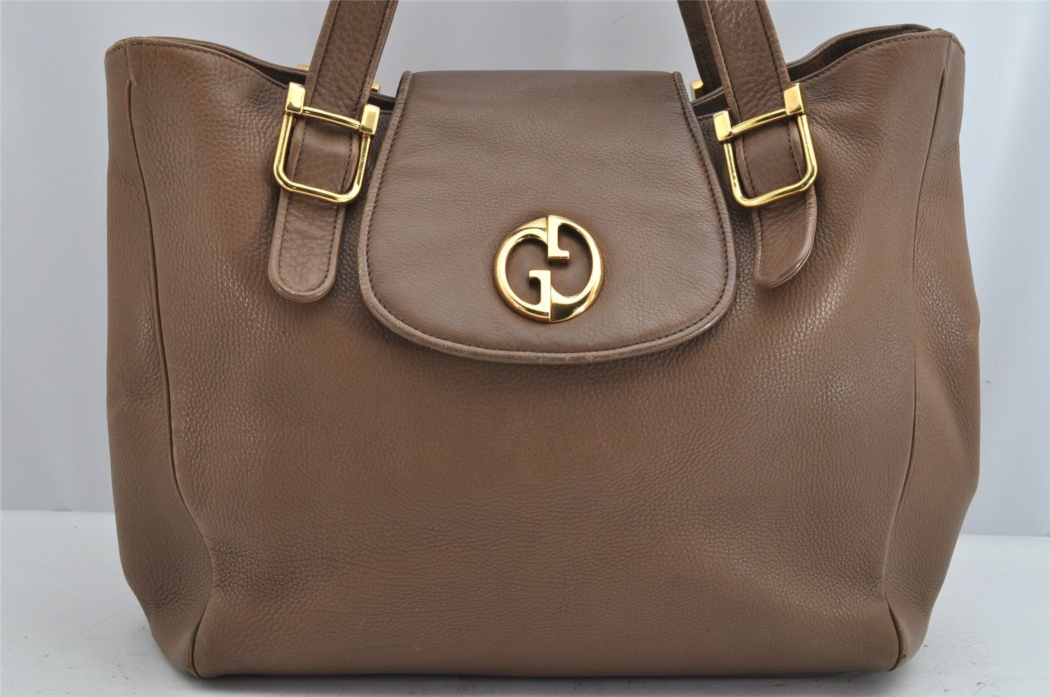 Authentic GUCCI Double G Vintage Shoulder Tote Bag Leather 251826 Brown 1028K