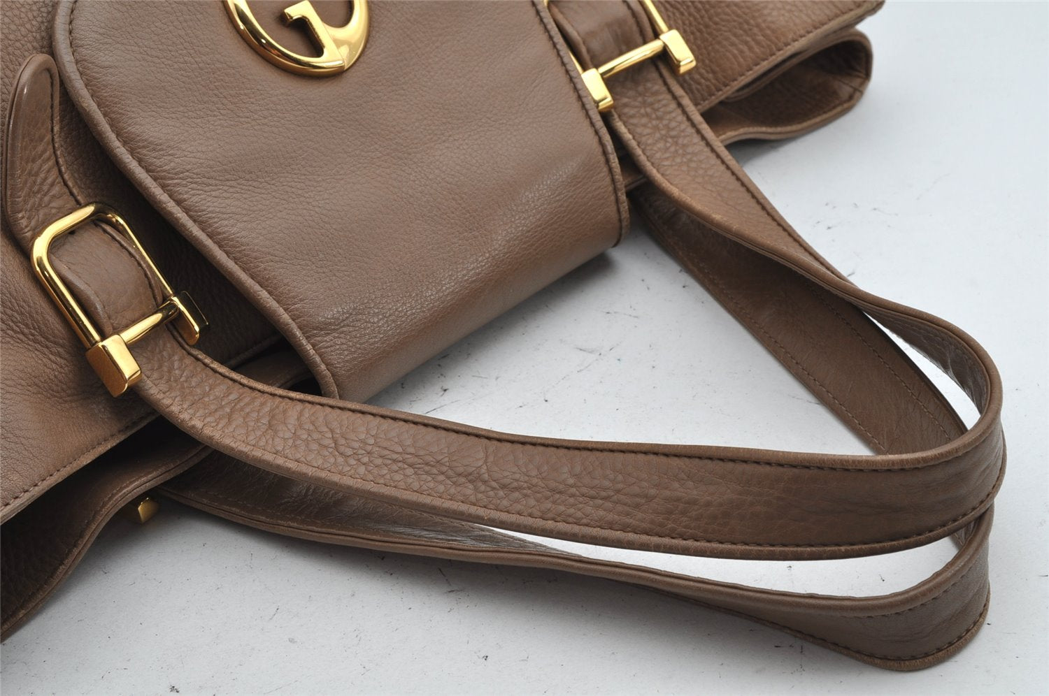 Authentic GUCCI Double G Vintage Shoulder Tote Bag Leather 251826 Brown 1028K