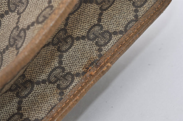 Authentic GUCCI Vintage Clutch Hand Bag Purse GG PVC Leather Brown 1029I