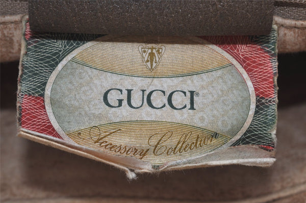 Authentic GUCCI Vintage Clutch Hand Bag Purse GG PVC Leather Brown 1029I