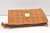 Authentic MCM Vintage Visetos Leather Clutch Hand Bag Purse Brown 1029K