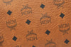 Authentic MCM Vintage Visetos Leather Clutch Hand Bag Purse Brown 1029K