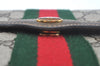 Authentic GUCCI Web Sherry Line Clutch Hand Bag Purse GG PVC Leather Brown 1031K