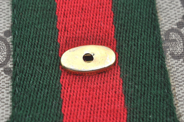 Authentic GUCCI Web Sherry Line Clutch Hand Bag Purse GG PVC Leather Brown 1031K