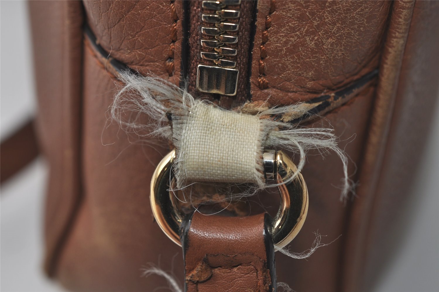 Authentic GUCCI SOHO Tassel Shoulder Cross Bag GG Leather 308364 Brown 1033I