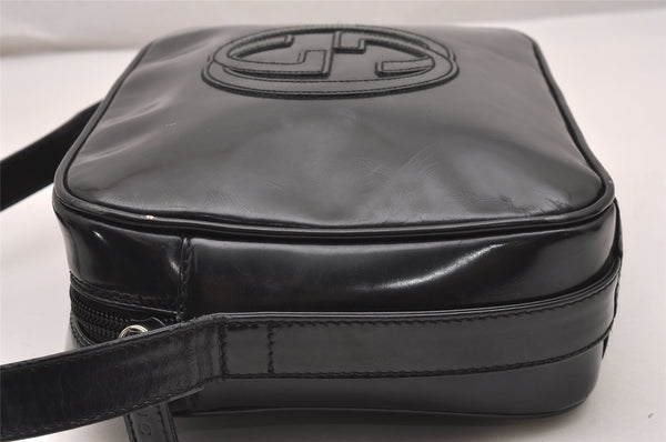 Authentic GUCCI Vintage SOHO Shoulder Cross Body Bag Purse Enamel Black 1034J